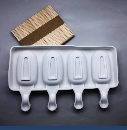 Силиконовая форма для мороженого 255•140•20 мм Стандарт 4 ячейки (90•50•20 мм)+50 шт палочек