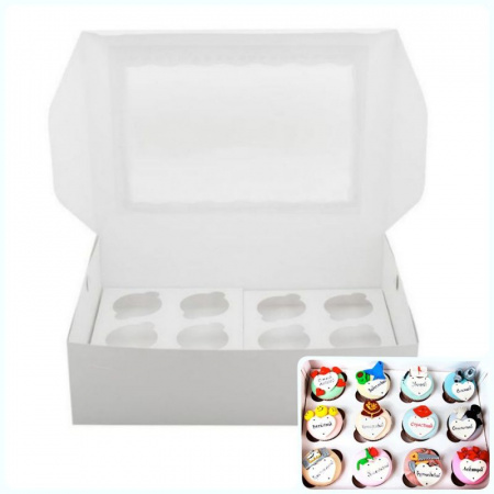 Коробка с окном для 12 капкейков 33*25*10 cм