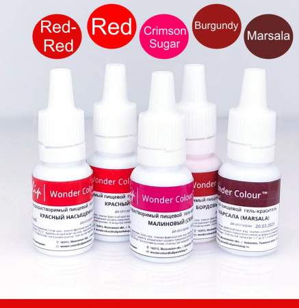 Гелевый пищевой краситель 15-50 мл. Красная палитра: КРАСНЫЙ Насыщенный Tulip Wonder Colour