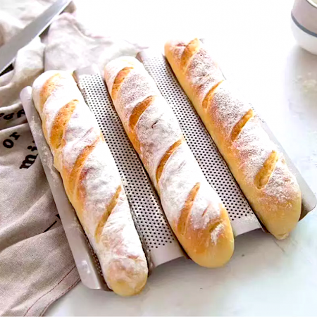 Противень перфорированный сталь. 3-х секц. для мини багетов