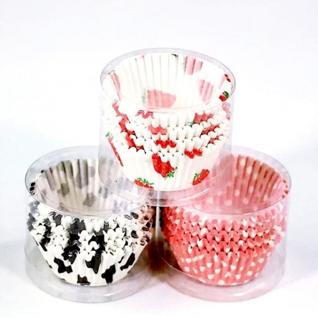 Бумажная капсула для выпечки и упаковки, Ø низ 4 см, высота 2,5 см, 1200 шт Медиум Печать Микс