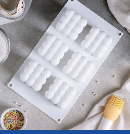 Силиконовая форма КУБ Пузырьки 6 фигур 230•150•60 мм (60•60•50 мм)