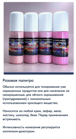 Пищевой краситель распылитель 50 г сухой РОЗОВЫЙ СВЕТЛЫЙ