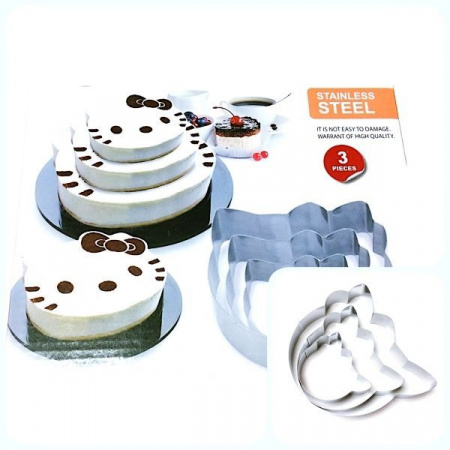 Формы для выпечки стальные Набор 3 шт | Китти (100, 150, 200 мм, высота 45 мм)