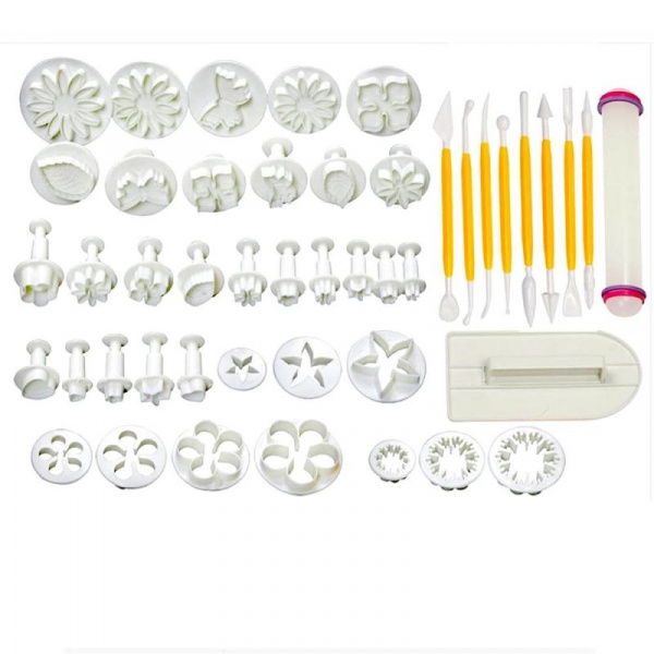 Большой набор для мастики: плунжеры, скалка, инструменты