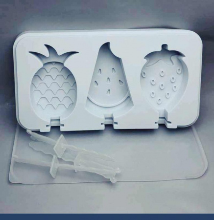 Силиконовая форма для мороженого 185•100•20 мм Фрукты 3 ячейки (80•45•20 мм)
