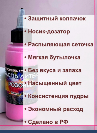 Пищевой краситель распылитель 50 гр. сухой РОЗОВЫЙ