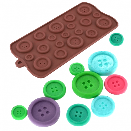 Форма для шоколада, мастики и проч. силиконовая | Пуговицы 19 фигур