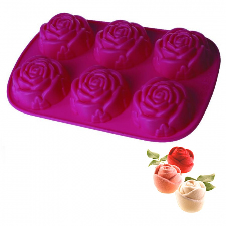 Силиконовая форма для выпечки Роза 68•35 мм 6 фигур