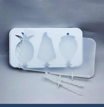 Силиконовая форма для мороженого 185•100•20 мм Фрукты 3 ячейки (80•45•20 мм)