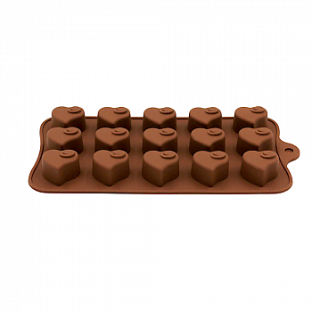 Силиконовая мини-форма для шоколада-желе-мармелада 15 фигур Сердечки 195*100*15 мм (Эконом)